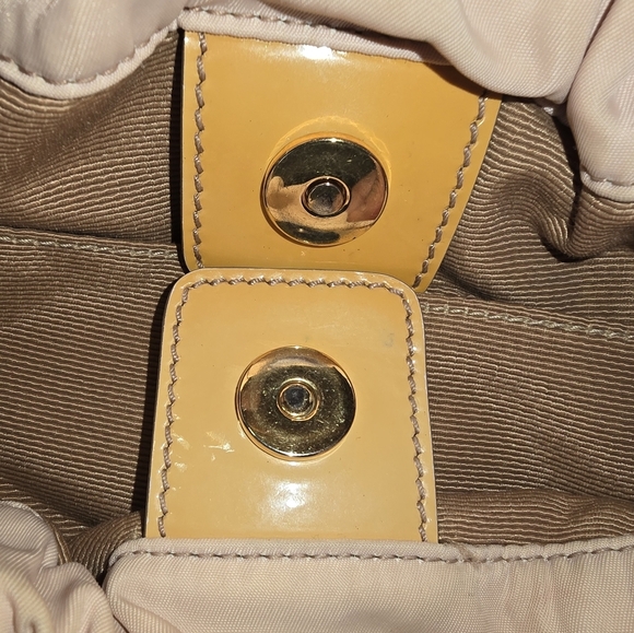 Salvatore Ferragamo Cream and Gold Shoulder Bag with Ruched Design - Picture 7 of 10